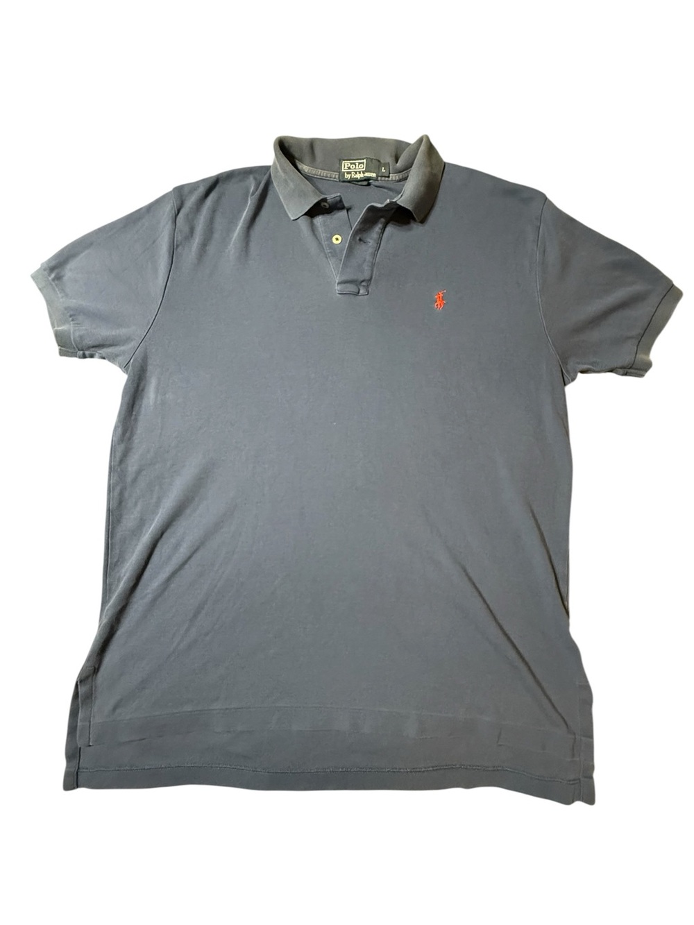 Polo Ralph Lauren Men Large Navy Blue Polo Shirt Red Pony Classic Casual